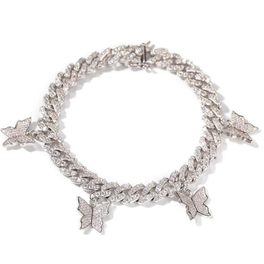 Silver Butterfly Anklet 9inch - Picture 4 of 4